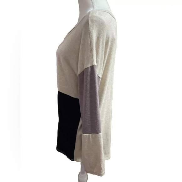 BiBi Womens Sweater Color Block Size Large Soft Office Lightweight Casual NWT - Picture 2 of 9